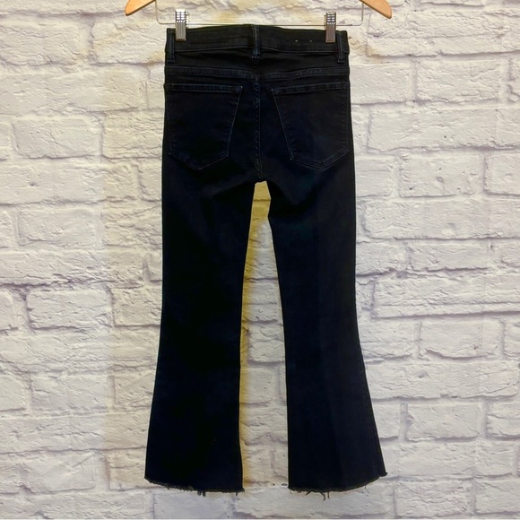 AllSaints 25 Heidi Cropped Flare Women’s Jeans Dark Indigo Blue Raw Hem Stretch - Picture 5 of 10